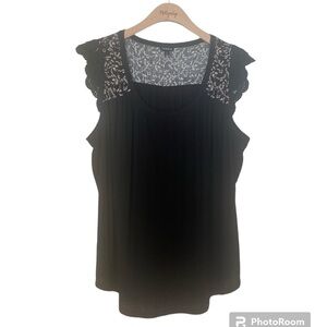 TORRID Sleeveless Floral Embroidered Black Rayon Top in Size 2x Petite